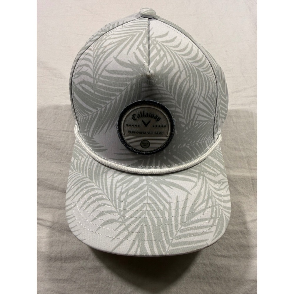 Callaway Golf Hat Men OS White NEW Palm Print Performance Snapback Rope